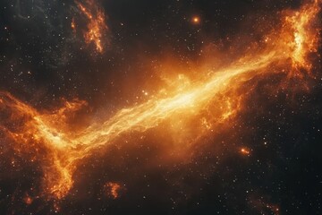 Fototapeta premium Fiery interstellar bridge of gas and dust connecting distant galaxies in the universe.