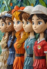 Colorful Art Paper Layers Showcasing Diverse Characters in Unique Craft Design