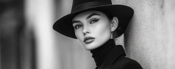 Timeless Elegance – Black and White Portrait of a Confident Woman
