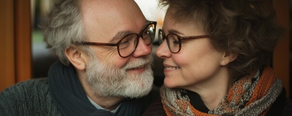 Happy couple looking at each other, love-filled expressions