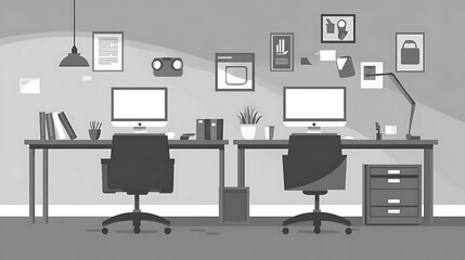 Fototapeta premium Modern office workspace, two desks