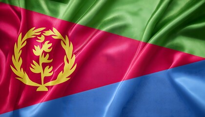 Fototapeta premium Vibrant Eritrea flag waving with luxurious satin texture - Patriotic and cultural symbol