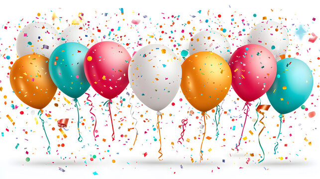 Vibrant Balloon Decorations for Celebrations: Joyful Party Elements in Red, Turquoise, Pink, and Orange for Memorable Events, Gatherings, Birthdays, and Anniversaries