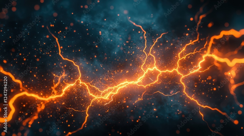 Poster electrifying energy: a dynamic display of lightning and power sparks