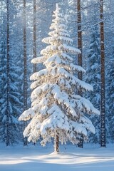 Fototapeta premium Spectacular winter tree with snow-covered branches