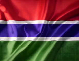 Obraz premium Vibrant Gambia flag waving with luxurious satin texture - Patriotic and cultural symbol