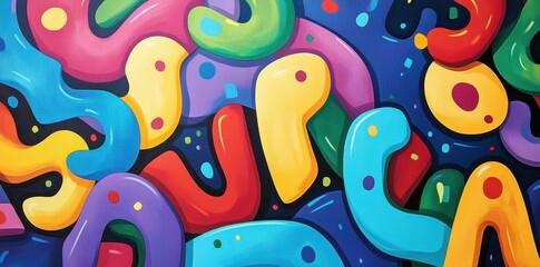 Abstract Colorful Shapes Intertwined Design