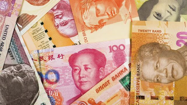 BRICS currencies. BRICS common money. 4K stock video footage