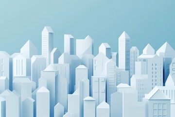 Abstract Minimalist Cityscape Model Buildings