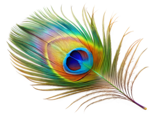 peacock feather isolated on white background
