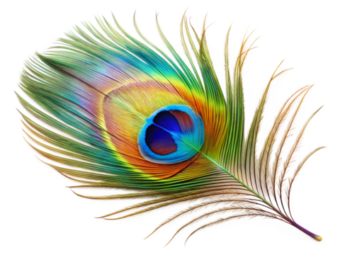 peacock feather isolated on white background