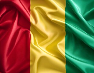 Obraz premium Vibrant Guinea flag waving with luxurious satin texture - Patriotic and cultural symbol