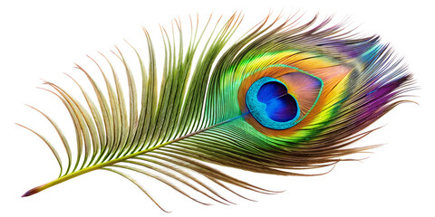 Obraz premium peacock feather on white background
