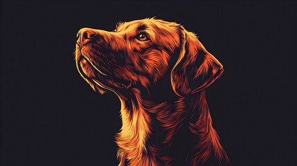Majestic Labrador Portrait: Expressive Canine Gaze, Warm Fur Details, Elegant Digital Art Background, Loyal Pet Companion, Close-Up Illustration of Nature's Beauty and Grace