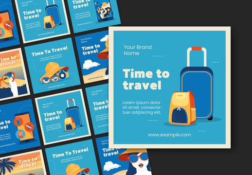 Travel Social Media Post Design Collection