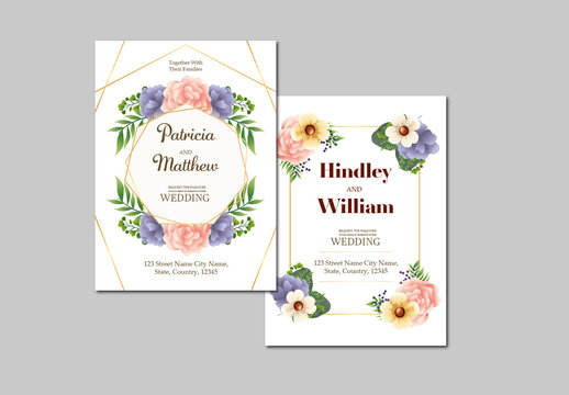 Floral Minimalist Floral Wedding Invitation Elegance Set