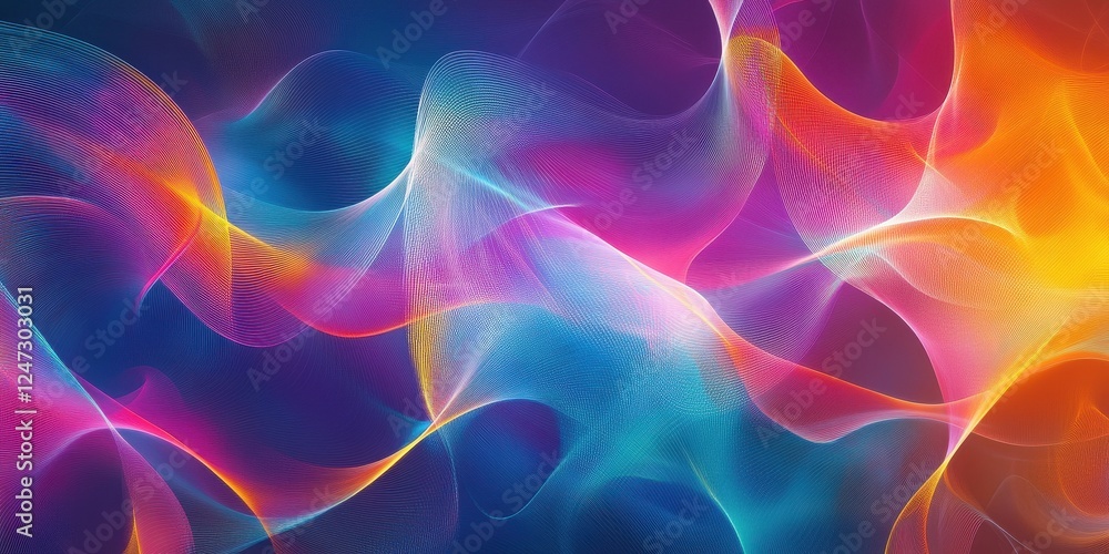 Poster abstract colorful waves flowing dynamically