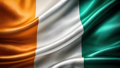 Obraz premium Vibrant Ivory Coast flag waving with luxurious satin texture - Patriotic and cultural symbol