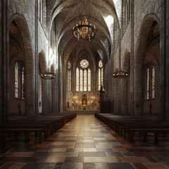 Obraz premium Interior of gothic church or cathedral