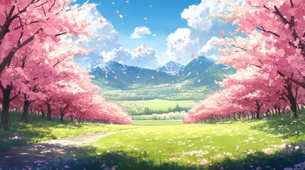 Cherry blossom vector illustration design spring background