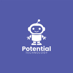 Cute robot logo design representing potential technology industry.