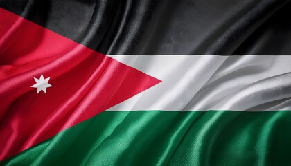 Obraz premium Vibrant Jordan flag waving with luxurious satin texture - Patriotic and cultural symbol