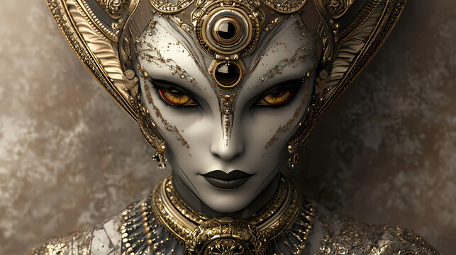 elegant alien portrait figure