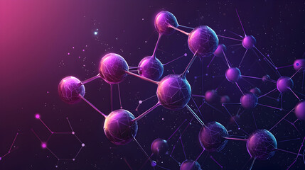 Futuristic Digital Visualization of Molecules and Atoms: Abstract 3D Network of Particles and Connections in Space - A Creative Fusion of Science, Technology, and Chemistry Design