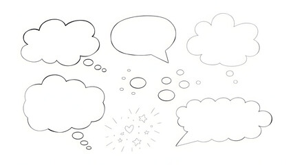 Obraz premium Hand drawn collection of speech thought bubble
