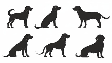 Labrador Retriever Dog collection silhouette black vector on white background