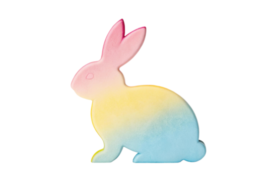 Colorful rabbit sculpture in gradient shades, cut out