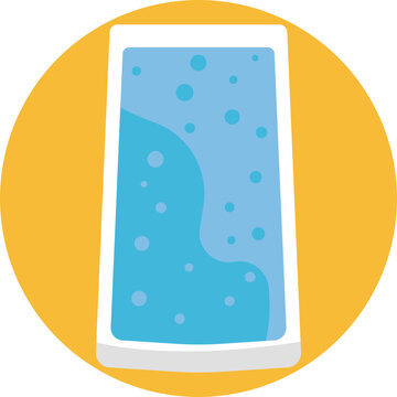 A standard drinking glass, typically containing water for quenching thirst.