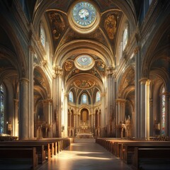 Obraz premium Ornate Church Interior with Golden Details