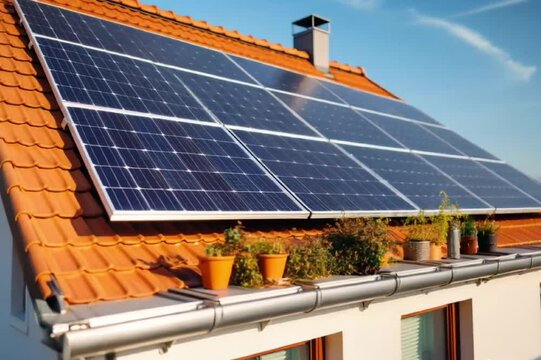 panneau solaire photovolta&iuml;que pour l'&eacute;cologie et les &eacute;nergie renouvelable g&eacute;n&eacute;r&eacute; par IA, pose de panneaux	