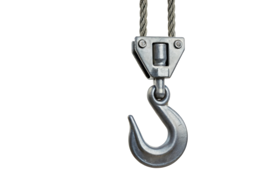 Heavy duty hook for lifting equipment, cut out