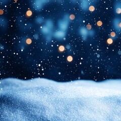 Fototapeta premium Winter background with snowflakes and bokeh lights. Vector illustration.