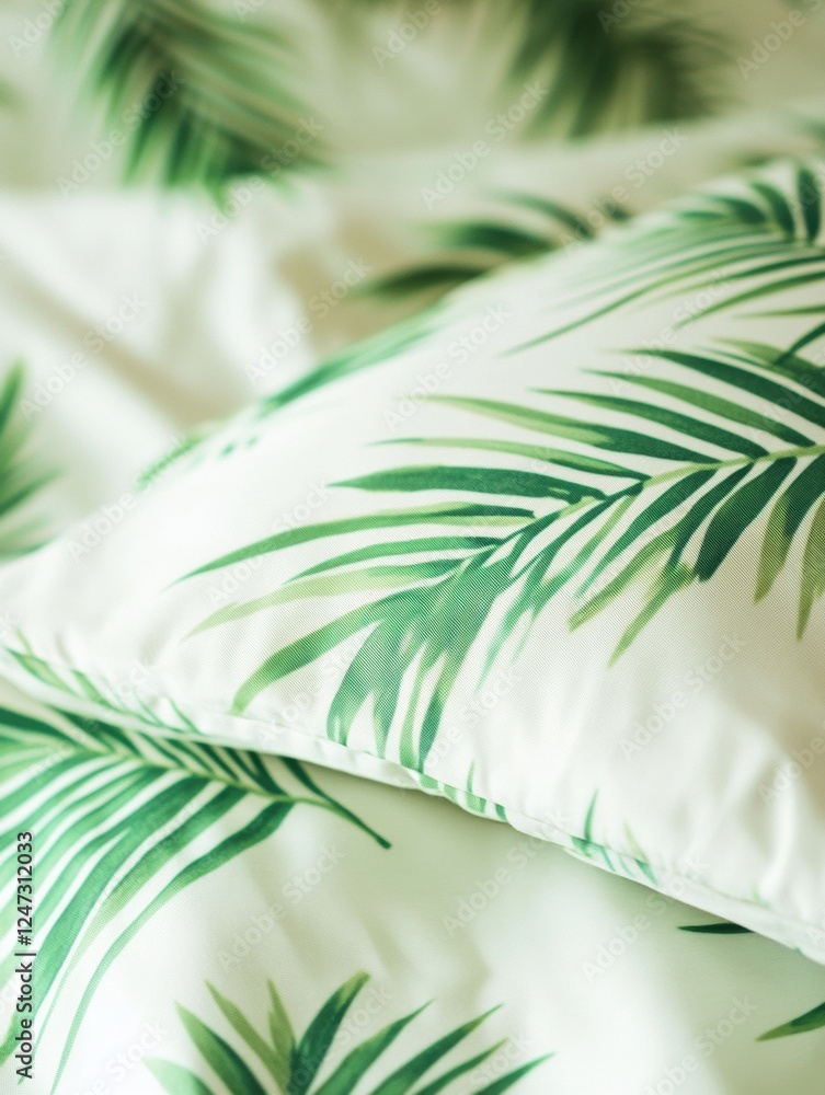 Aufkleber light summer fabrics feature tropical patterns with lush green leaves perfect for warm weather relax