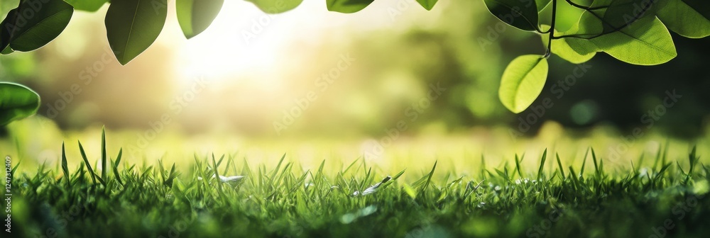 Aufkleber lush green grass and sunlight create a tranquil outdoor setting for peaceful reflection and relaxati