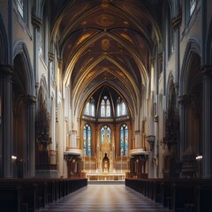 Fototapeta premium Grand cathedral interior with ornate details