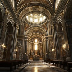Fototapeta premium Ornate Basilica Interior with Golden Accents