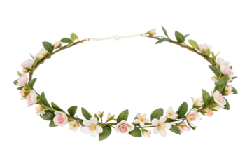 Pink and white floral crown for occasions, cut out