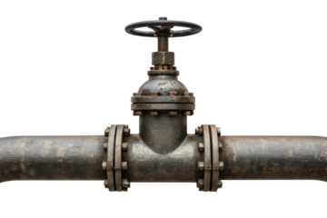 Valve and pipe system in industrial setting, cut out