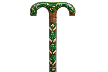 Obraz premium Elegant green cane adorned with floral designs, cut out