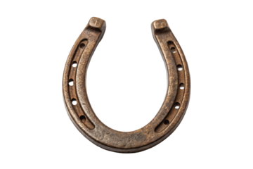 Horseshoe resting on a wooden surface, cut out