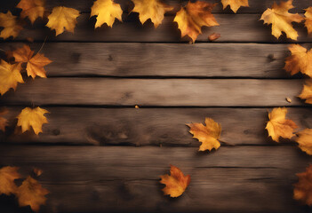 overhead decorative leaves autumn image fall lights background rustic shot wood barn leaf border wooden holiday season nature thanksgiving halloween many-coloured wall frame table surface level
