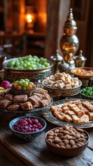 Fototapeta premium festive table with traditional ramadan food 