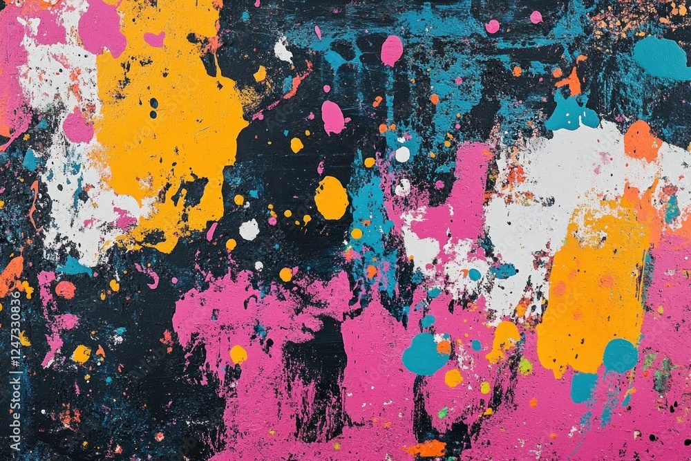 Poster vibrant splashes of color on a textured backdrop create an artistic and dynamic feel, perfect for de