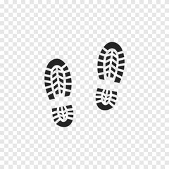 Step footprint path. footstep print and shoe step . shoe tread footprints vector illustration isolated on white background.