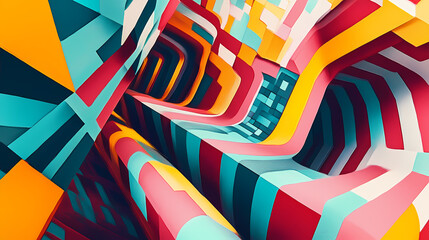 Illusionary dimensions: exploring geometric depth and dynamic visuals in mind-bending designs. Mind-Bending Perspectives. Illustration