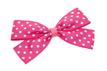 Bright pink polka dot bow for hair accessories, cut out